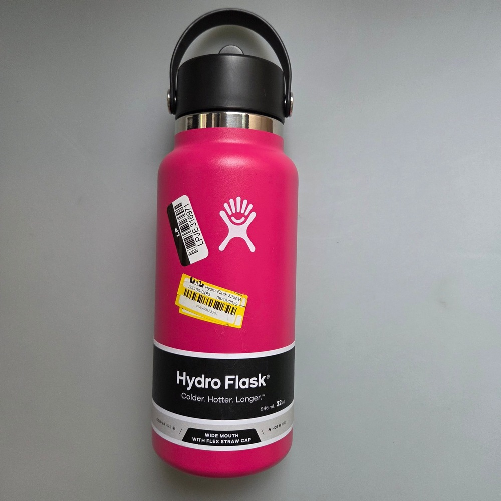 Hydro Flask 32oz Wide Mouth with Flex Straw Cap Pink Stainless Steel‎